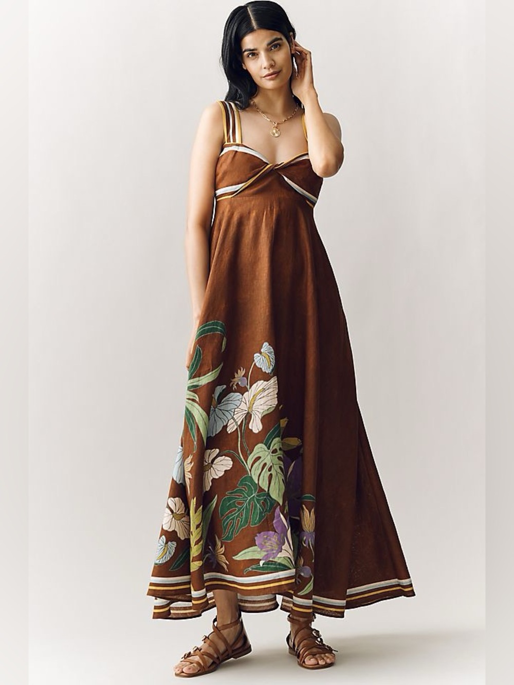 Anthropologie ALÉMAIS Alfie 100% Linen Sleeveless Midi Sundress Sz 4 NWT